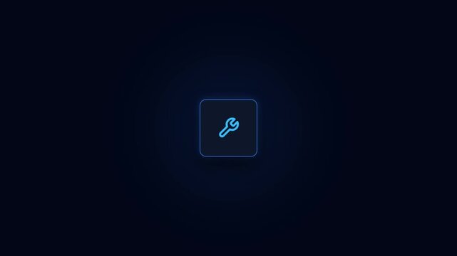 Minimalist screwdriver icon with blue glow on dark background