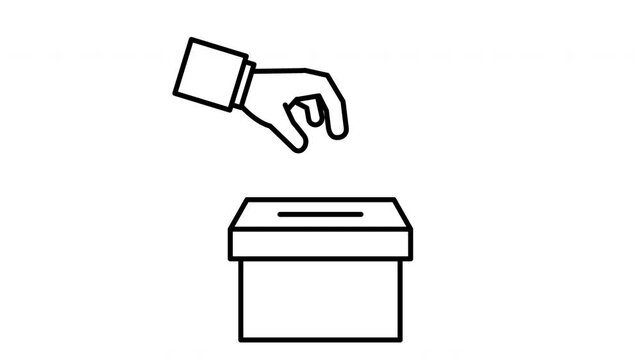 ballot box voting hand election vote  line icon animation video footage