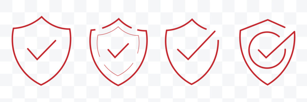 Shild with check mark line icon. Rating, clipboard with thumbs up like, dislike, rate the service, clipboard with checkmark. Feedback concept. Vector sticker line icon .
