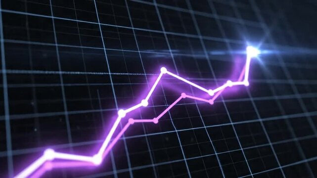 Glowing pink data line graph on a dark digital grid background