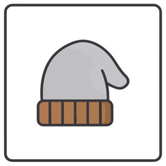 Gray beanie icon with brown b © aceng