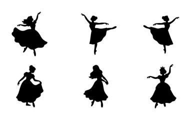 Ballet Dancer Silhouettes, Elegant Poses, Graceful Movement, Vector Art Set © Boby