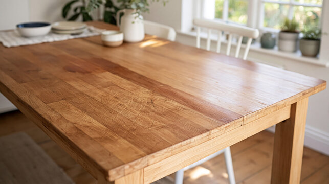 Before And After Wooden Table Surface Restoration