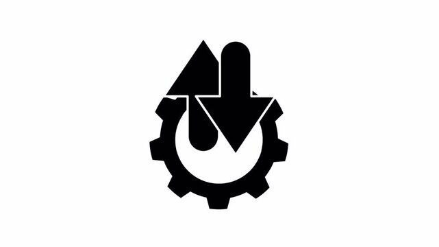 Import Export Engine and Data File Transfer for Software Animated Solid Black Glyph Icon Seamless Loop Motion Graphics
