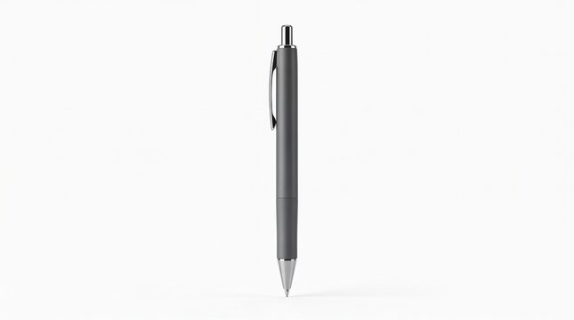 Elegant Gray Ballpoint Pen Isolated on White Background for Professional Office Use