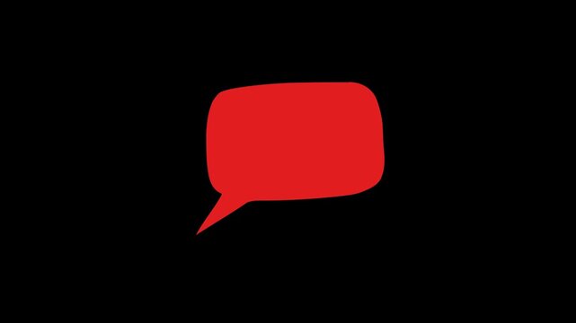 Bright red speech bubble on black background