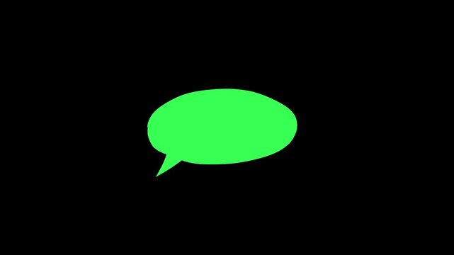 Bright green speech bubble icon on black background