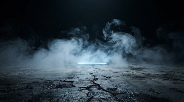 Bright blue and green smoke explosion effect with swirling clouds of colorful vapor isolated on a solid black background
