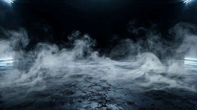 Thick white smoke clouds rolling on a black background for special effects and dark moody cinematic atmosphere video