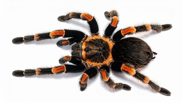 Mexican Redknee Tarantula Spider Isolated on White Background
