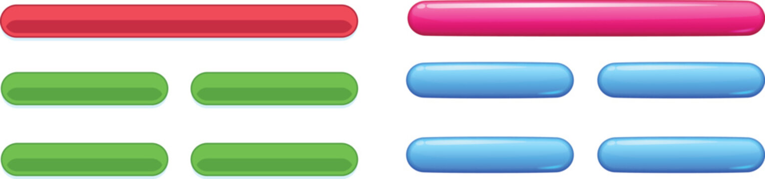 Colorful glossy button templates for mobile games and user interface design.