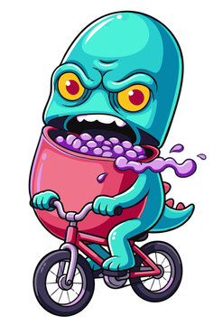 Colorful Cartoon Monster Character Collection with Creative Food, Drink and Everyday Object Designs