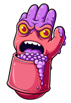 Colorful Cartoon Monster Character Collection with Creative Food, Drink and Everyday Object Designs