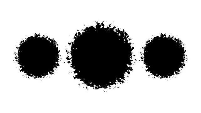 Black ink circles appearing in sequence to create a rough abstract dotted composition on white background