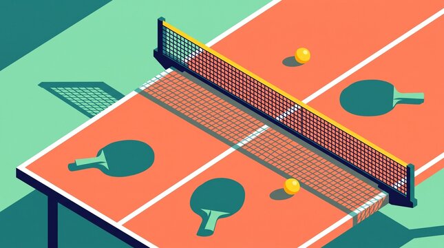 Flat vector illustration of table tennis or ping pong setup