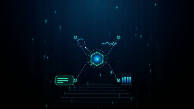 Futuristic digital interface with glowing data visualization elements