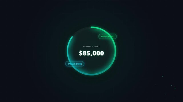 Digital fundraising goal progress circle with amount displayed