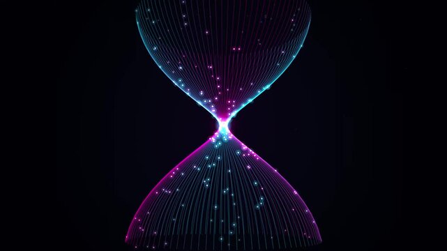 Abstract Neon Digital Hourglass Particles Motion Background