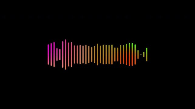 Digital Sound Wave Audio Spectrum Waveform Visualization Background, Sound Wave Animation With Alpha Channel, Sound Wave Animation On Transparent Background, 4K Animation.