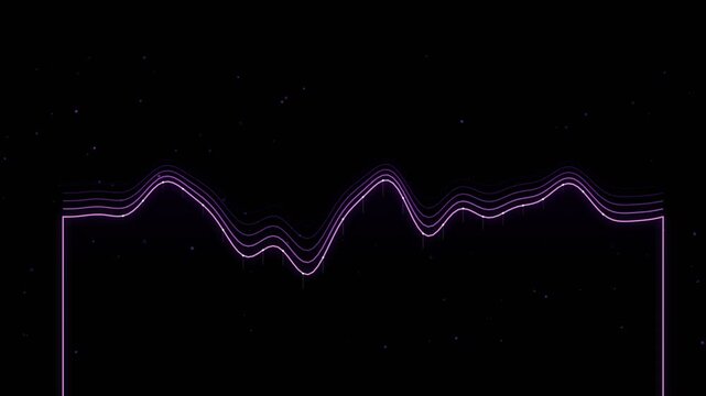 Abstract purple neon sound wave equalizer on black background