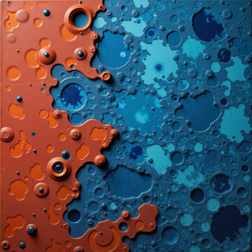 Abstract orange and blue biomorphic texture background mockup
