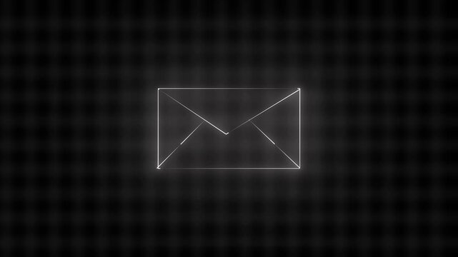 Minimalist envelope icon with dotted outline in dark space