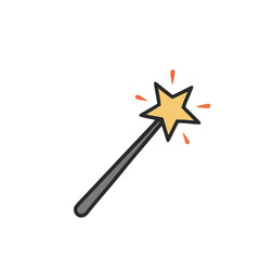 Simple magic wand with star and sparks © nina