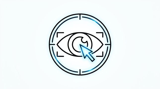 Digital eye tracking icon with cursor and target.
