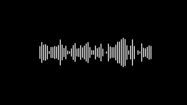 Digital Sound Wave Audio Spectrum Waveform Visualization Background, Sound Wave Animation With Alpha Channel, Sound Wave Animation On Black Background. 4K Animation.