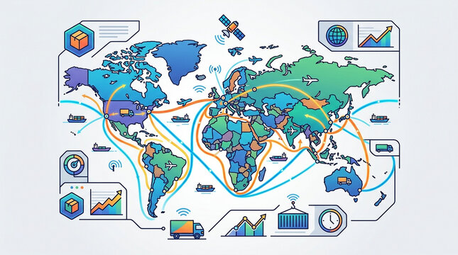 Various world map icons digital photo graphic