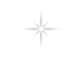 Flash light sparkle icon vector displays a bright four point starburst lens flare for magic glowing effects. White shining spark beam burst graphics are isolated on a clean background. © BW-TAMIM