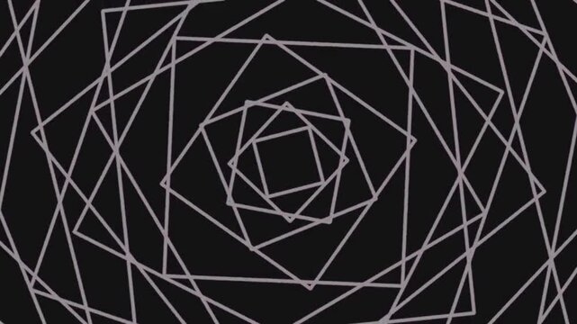 Geometric Spiral Abstract Visuals Moving Inward Across Dark Background