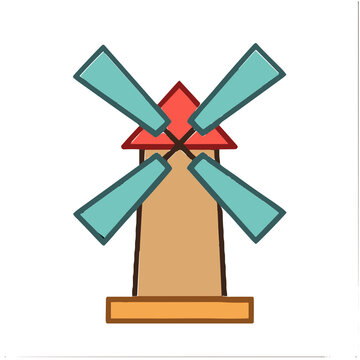 Stylized Windmill Illustration
