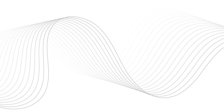 Abstract of a flowing figure eight shape formed by thin, parallel grey lines on a white background, creating a smooth wave pattern