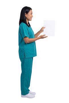 Smiling Nurse Holding Blank Paper Sign
