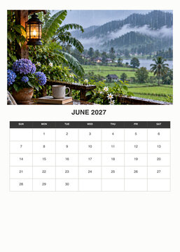 2027 June month calender templates with photos 