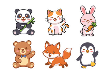 Fototapeta premium Surreal Cartoon Animals Vector Illustration 