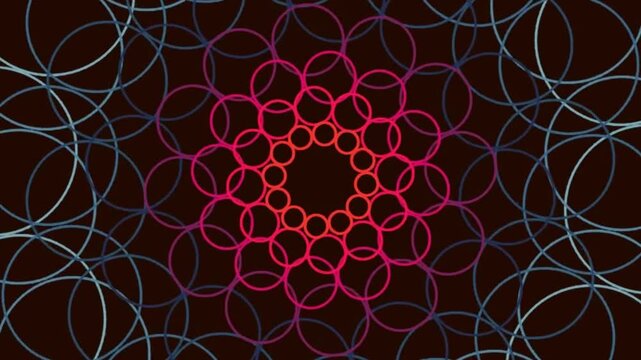 Circular Pattern Design Visualization in Vibrant Neon Rings Creating Hypnotic Geometric Motif