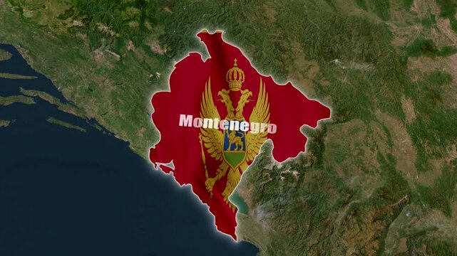 Montenegro 3D Map Animation with National Flag And Political and Geographic Borders