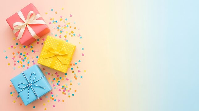 A vibrant and cheerful arrangement of colorful gift boxes perfect for birthdays holidays or expressing appreciation with a delightful and celebratory presentation