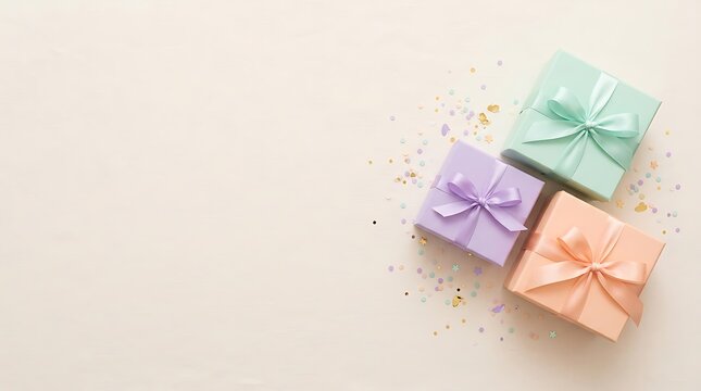 A beautifully arranged collection of pastel colored gift boxes perfect for celebrations presents and expressing affection through thoughtful gestures and joyful surprises