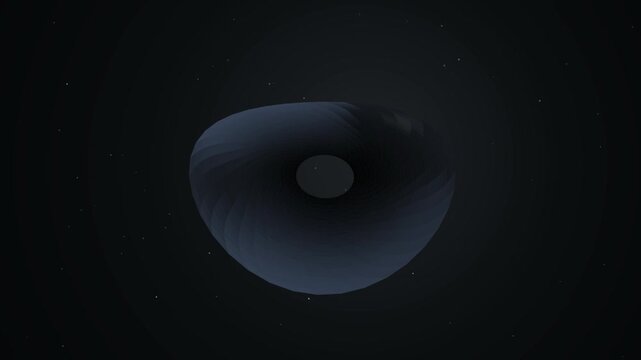 Rotating futuristic three dimensional geometric torus loop shape in a dark space background
