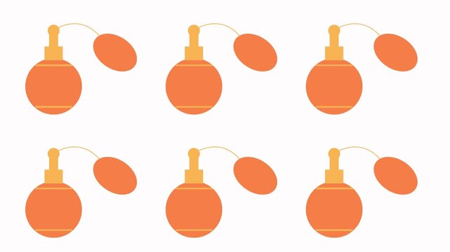 Animated Vintage orange Perfume Bottles with Atomizer Spray Bulb