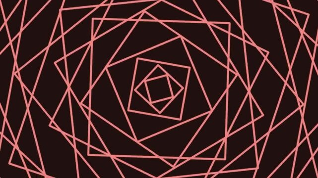 Geometric Spiral Lines in Warm Neon Tones with Concentric Squares Rotating