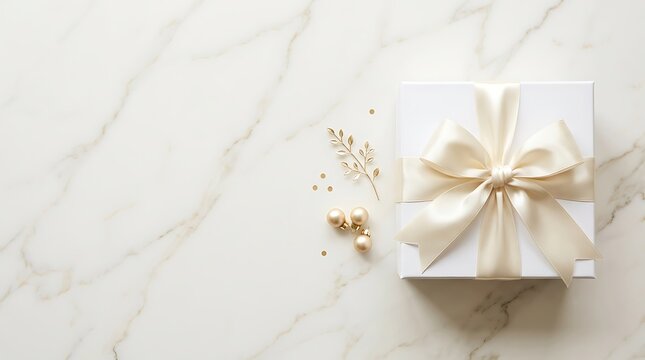 A beautifully wrapped gift box with a large elegant bow suggests celebration presents and the joy of giving or receiving perfect for special occasions