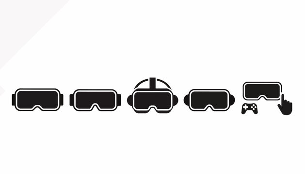 Virtual Reality Icons Set with Headsets and Controller