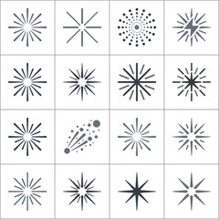 Obraz premium Starburst and radial line design element icons