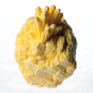 Golden yellow barite crystal cluster with layered bladed formations
