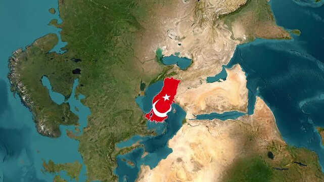 Turkey map animation moving across an interactive global digital footage