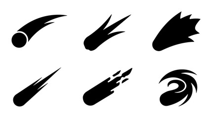 Meteor Icons, Comet Symbols, Shooting Star Graphics, Space Elements, Celestial Body Vector Set © Tariqul